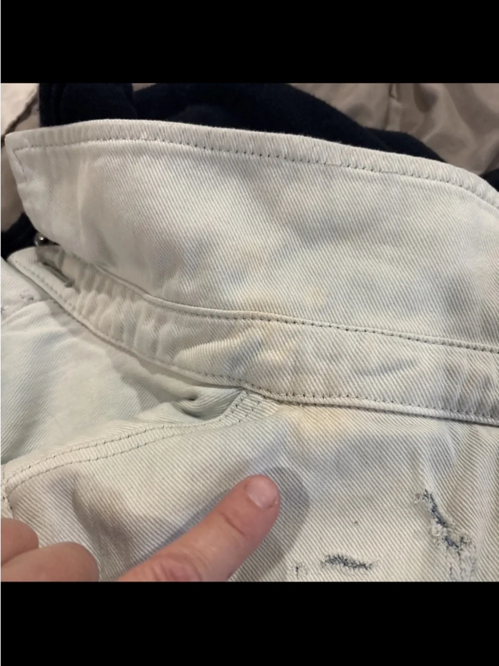 Free People Distressed Denim Jacket with knit Hoodie - Picture 3 of 5